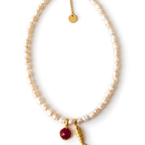 PEARL NECKLACE | İNCİ VE AKİK TAŞLI KOLYE