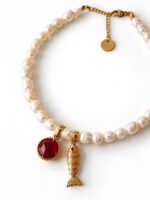 PEARL NECKLACE | İNCİ VE AKİK TAŞLI KOLYE - Görsel 2